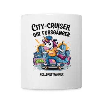 Skateur Licorne Urbain - Mug blanc - blanc - Devant