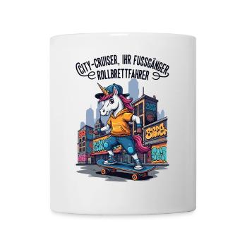Skateur Licorne Urbain - Mug blanc - blanc - Devant