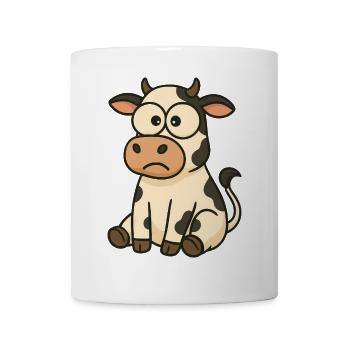 Süße verwirrte Kuh Cartoon lustig Clumsy - Tasse - Weiß - Vorne