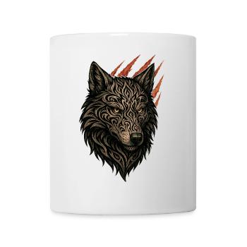 Intricate Tribal Wolf Portrait - Mug - white - Front
