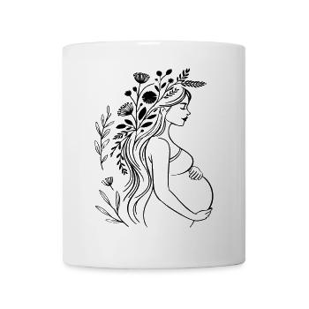 Schwangere Frau - Boho, personalisierbar - Tasse - Weiß - Vorne