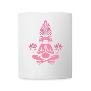 Yoga Frosch - Meditierender Frosch mit Lotus - Tasse - Weiß - Vorne