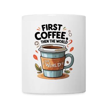 Kaffeetasse mit Zitat und Naturmotiven - Tasse - Weiß - Vorne