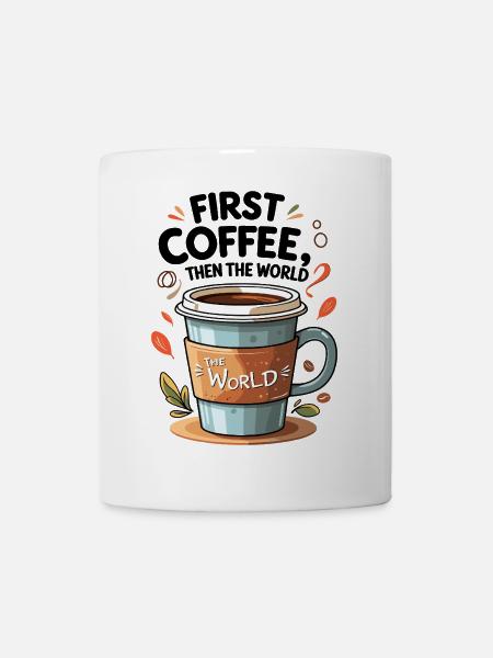 Kaffeetasse mit Zitat und Naturmotiven - Tasse - Weiß