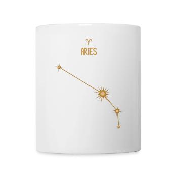 Bélier, signe du zodiaque, constellation d’étoiles, tons dorés - Mug blanc - blanc - Devant