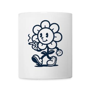 Mascotte florale rétro avec dessin de cigarette - Mug blanc - blanc - Devant