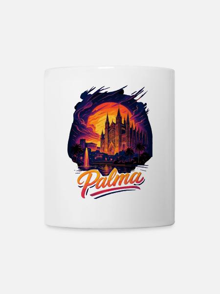 Palma Hauptstadt Mallorca Silhouette Geschenk - Tasse - Weiß