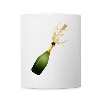 Bottle of Sparkling Wine – Party and Celebration Illustration - Mug - white - Front