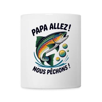 Papa allez! Nous pêchons ! Truite sautante - Mug blanc - blanc - Devant