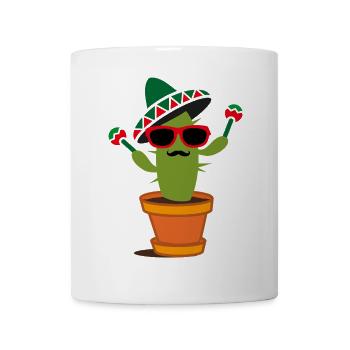 Funny cactus with sombrero and maracas - Mug - white - Front