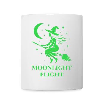 Hexe fliegt bei Mondlicht durch die Nacht - Tasse - Weiß - Vorne