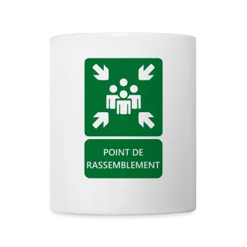 panneau point de rassemblement, signalétique - Mug blanc - blanc - Devant