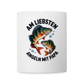 Angeln mit Papa, zwei Barsche - Tasse - Weiß - Vorne