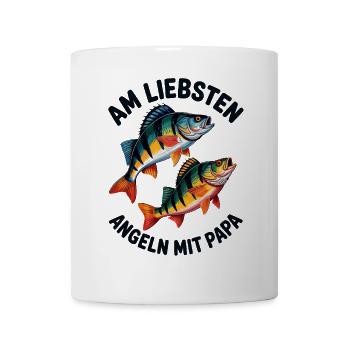 Angeln mit Papa, springende Barsche - Tasse - Weiß - Vorne