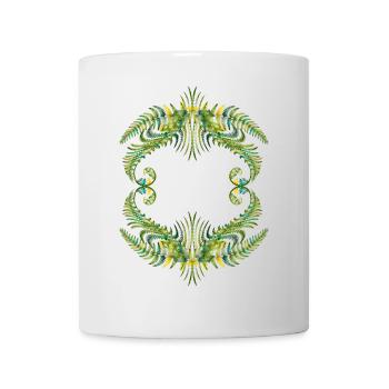 Kaleidoskop-Ornament aus grünen Farnblättern - Tasse - Weiß - Vorne
