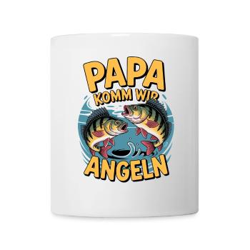 Papa komm wir angeln! Angelabenteuer mit Papa - Tasse - Weiß - Vorne