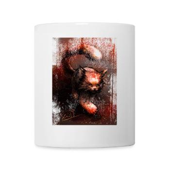 Schleichender Roter Luchs [Handgemalt] - Tasse - Weiß - Vorne