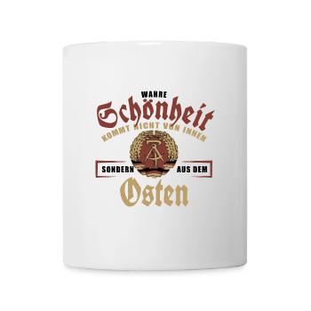 Wahre Schönheit kommt nicht von innen, DDR, Osten - Tasse - Weiß - Vorne