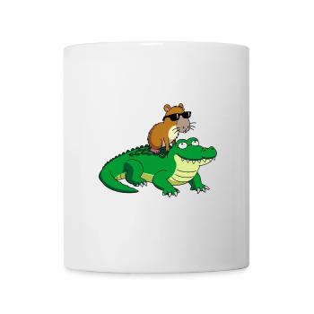 Capybara Lunettes de Soleil Riding Alligator Crocodile - Mug blanc - blanc - Devant