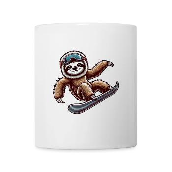 mignon paresseux snowboard dessin animé sports d’hiver - Mug blanc - blanc - Devant