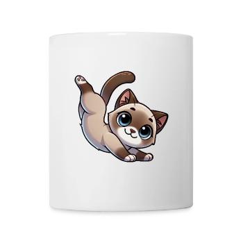 Chat siamois mignon équilibre sur les mains Breakdance dessin animé - Mug blanc - blanc - Devant
