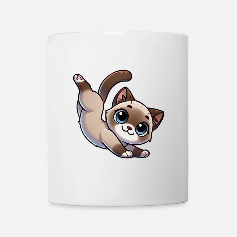 Chat siamois mignon équilibre sur les mains Breakdance dessin animé - Mug blanc - blanc
