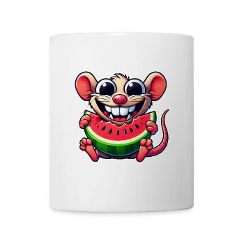 Cute Mouse Fruit Cartoon Water Melon Rodent - Mug - white - Front