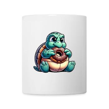 Süße mollige Schildkröte Donut Cartoon - Tasse - Weiß - Vorne