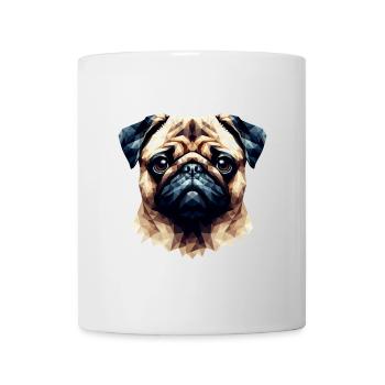 Mops Hund Polygon Portrait Kunst Stil - Tasse - Weiß - Vorne