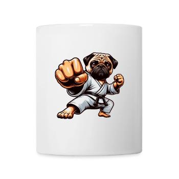 Mops Karate Cartoon Hund Martial Arts - Tasse - Weiß - Vorne