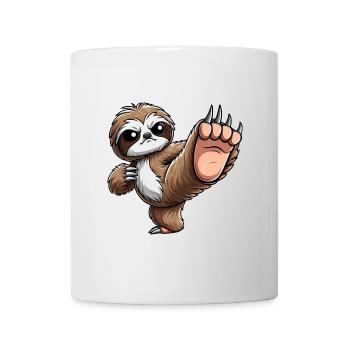 Cooles Faultier Karate Cartoon Martial Arts - Tasse - Weiß - Vorne
