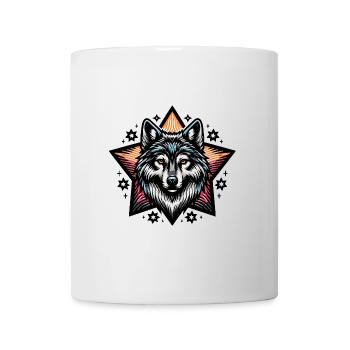 farbenfrohes Wolfsportrait - Tasse - Weiß - Vorne