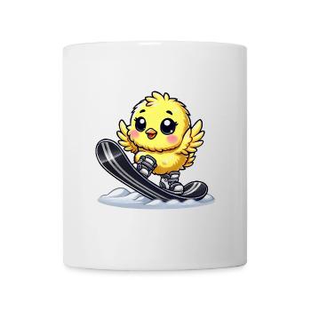 Süßes Huhn Snowboard Cartoon Wintersport - Tasse - Weiß - Vorne