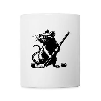 Maus Ratte Eishockeyspieler Silhouette Minimalisti - Tasse - Weiß - Vorne