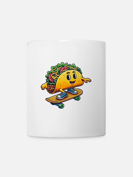 Taco Skater Skateboard Mexikanisch Spaß - Tasse - Weiß
