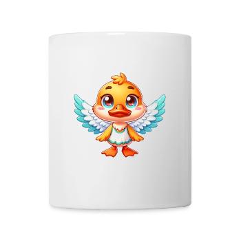 Mignon canard Ange avec des ailes Bande dessinée - Mug blanc - blanc - Devant
