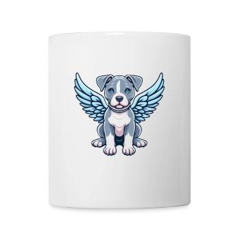 Cute Pitbull Dog Cartoon Angel Wings - Mug - white - Front