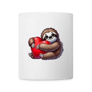 Lazy Sloth with Heart Valentine's Day Love - Mug - white - Front