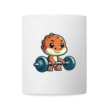 Cute Dino T-Rex Barbell Workout - Mug - white - Front