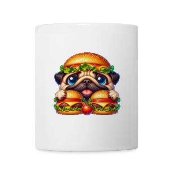 Lustiger Mops mit Burger Fast Food - Tasse - Weiß - Vorne