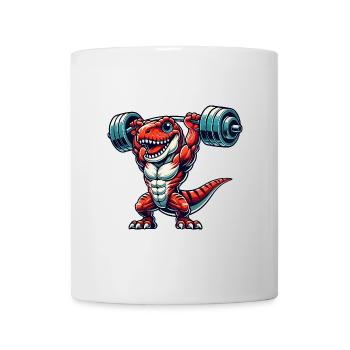 Dino Trex Training Hantel Lustig Starke Fitness - Tasse - Weiß - Vorne