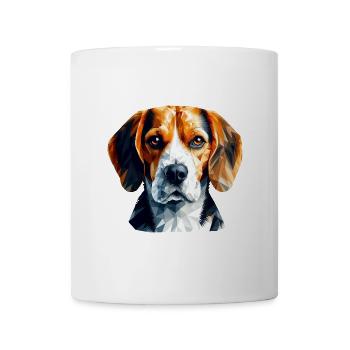 Geometrischer Beagle Polygon Kunst Design - Tasse - Weiß - Vorne