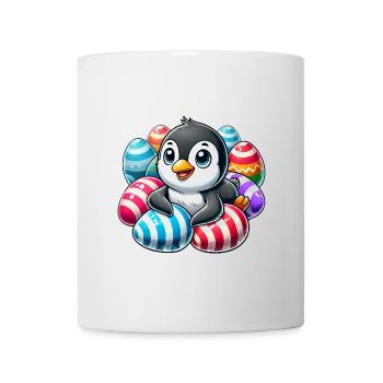 Cute Easter Penguin with Egg Cartoon - Mug - white - Front