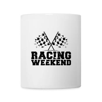 Voitures de week-end de course Drapeaux de symbole de course - Mug blanc - blanc - Devant