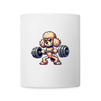 Pudel Gewichtheber lustiger Hund Sport Fitness - Tasse - Weiß - Vorne