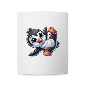 Mignon pingouin équilibre sur les mains Breakdance - Mug blanc - blanc - Devant