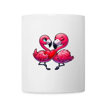 Flamingo Herz Liebe Valentinstag Romantik - Tasse - Weiß - Vorne
