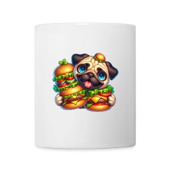 Drôle de carlin burger fast-food avec chapeau - Mug blanc - blanc - Devant