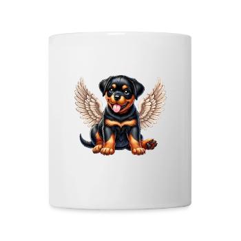 Rottweiler dessin animé ange avec des ailes Chibi mignon - Mug blanc - blanc - Devant