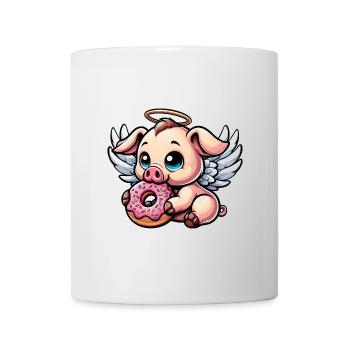 Süßes Ferkel Engel Donut Flügel Cartoon - Tasse - Weiß - Vorne